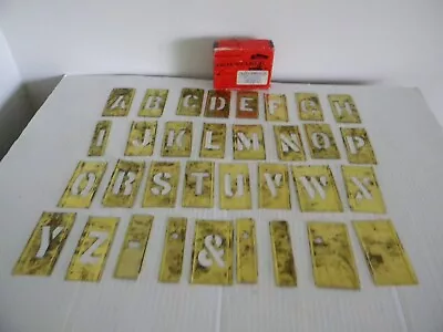 Vtg  Reese's ADJUSTABLE Lockedge Brass Stencils Complete Set 1.5  Gothic Letters • $14.72