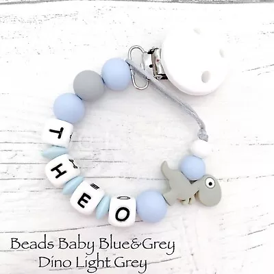 Personalised Baby Dummy Clip|MAM Dummy Holder| Pacifier Chain| Dino Dummy Clip • $16.42