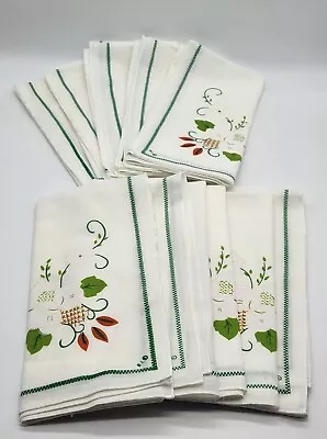 10 Vintage B.I. Boston International Cloth Napkins Orange Green Flower • $25