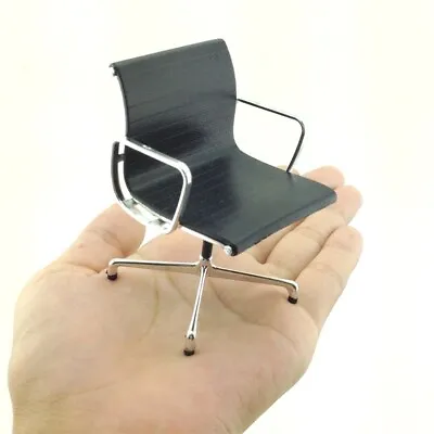 Danish Modern 50's Designer Low Back Office Chair Miniature 1:12 Classic Black • $24.99