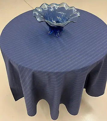 70-Inch Round Tablecloth In Navy & Burgundy Stripe. Custom Made; High Quality • $8.50