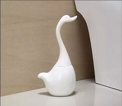 Ceramic Plastic Swan Toilet Brush Holder For Creative Bathroom (white) • £20