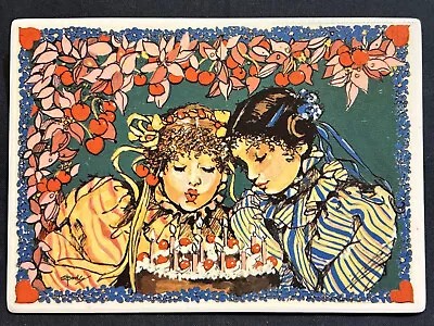 VINTAGE VILBO Villeroy & Boch PORCELAIN BIRTHDAY POSTCARD Bday Party W.- Germany • $17.50