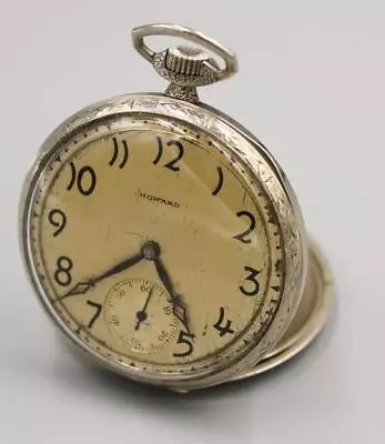 E. Howard 1912 Pocket Watch - Nice - 17 Jewels - White Goldfilled Case - Running • $10.50