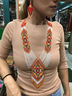 $24.50 • Buy Seeds Beads Native American Necklace Jewellery With Matching Earrings