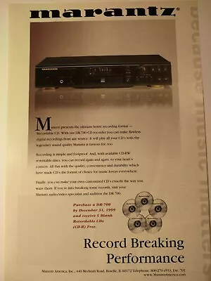 Marantz Record Breaking Performance DR700 Print Ad • $8.62