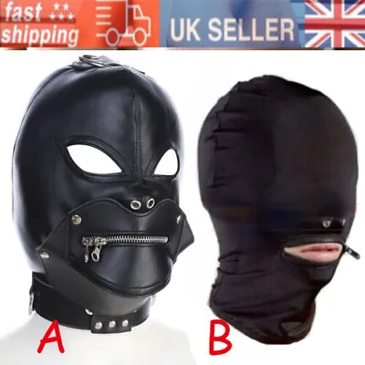£6.98 • Buy Bondage Restraints Hood Mask Zipper Mouth Eye Open Head Harness For Couples BDSM