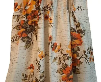 Vintage 60's MCM Fiberglass Orange Flower Pinch Pleat Curtain • $28