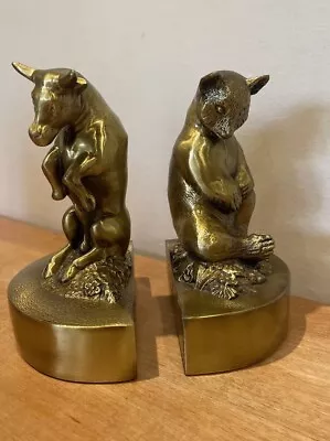 Wall Street Bull & Bear Bookends Cast Bronze Philadelphia Manufacturing Co • $70