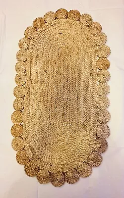 Doormat Jute OVAL Rug Reversible Hand Braided • £9.60