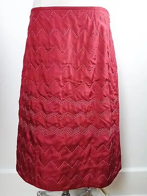 NEW MATTA NY Dark Red Quilted Silk Skirt Size M • $145