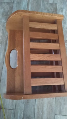 $73 • Buy Mission Style Solid Oak Magazine Newspaper Rack Floor Basket Heavy