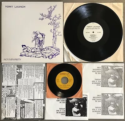 VOMIT LAUNCH NOT EVEN PRETTY~1987 RAT BOX PVT LBL LP W/BONUS 7-INCH~INSERTS~PUNK • $32.50