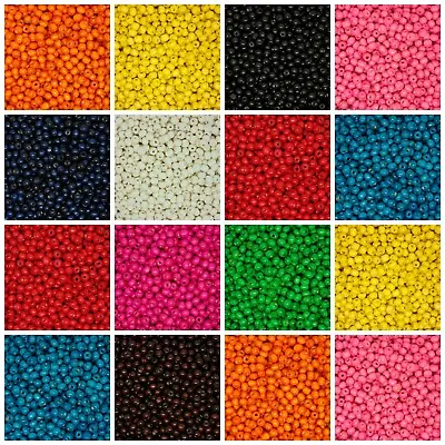 200 Pcs - 8mm ROUND WOODEN BEADS WOOD CRAFT BEAD KIDS MANY COLOURS UK • £2.39