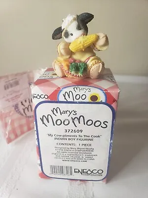 VTG  MY COW-PLIMENT TO THE COOK  FIGURINE Mary's Moo Moos Cow ENESCO • $14.99