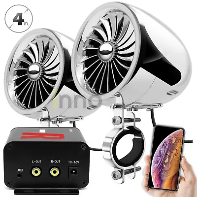 Waterproof Bluetooth Motorcycle Stereo Speakers Audio Radio System ATV 4 Wheeler • $52.79