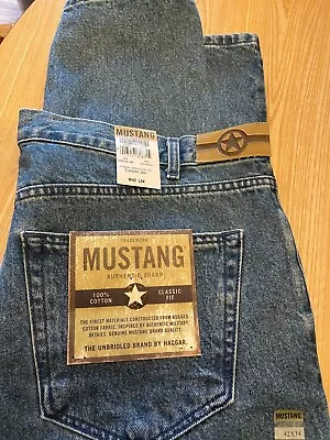 Mustang Haggar Classic Fit Jeans Mens 42x34 Blue Denim 100% Cotton NEW W/tags • $35