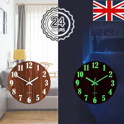 £12.33 • Buy 30CM Wall Clocks Luminous Large Glow In The Dark Silent Home Digital Clock Decor