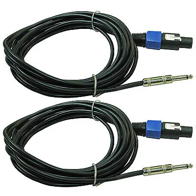 2 Speakon Compatible To 1/4 PA DJ Speaker Cables Cords 25 FT Foot PAIR OF CABLES • $18.90