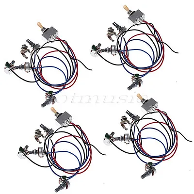 4Pcs Guitar Wiring Harness 2V/2T 3 Way Switch Jack 500k Pots For Guitar Parts • $54.69