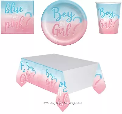 Boy Or Girl ? Blue + Pink Baby Shower / Gender Reveal Party Tableware Decor • £3.48