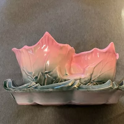 Vintage 1955 McCoy Hummingbird Double Cache/Tulip Planter  Pink & Green EVC • $125