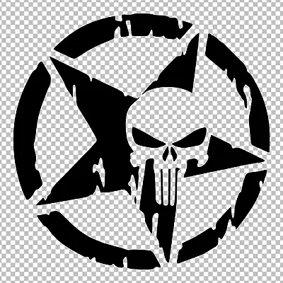 Punisher Skull Distressed Star Army Military Vinyl Decal Sticker • $2.99