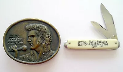 ELVIS PRESLEY 1977 1st EDITION BELT BUCKLE And ELVIS PRESLEY POCKET KNIFE 1977 • $20.99