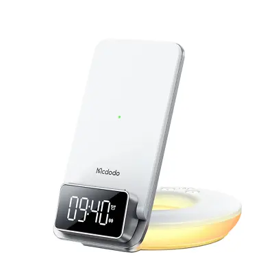 Mcdodo 4 In 1 Desktop Fast Wireless Charger Dock With Alarm Clock & Night Lamp • $52.90