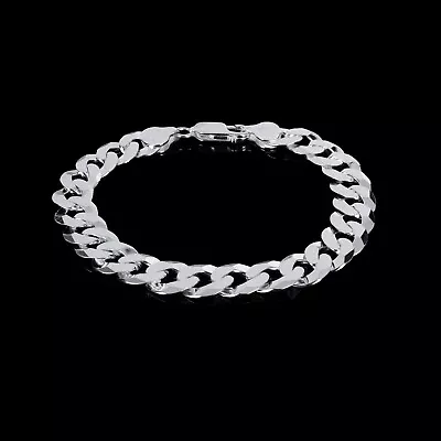 Solid 925 Sterling Silver Bracelet Curb Chain Mens Boys Italian Style Heavy • £131.79