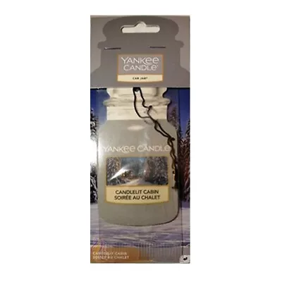 YANKEE CANDLE SINGLE PAPER 2D CAR JAR AIR FRESHENER * Candlelit Cabin * • £2.99