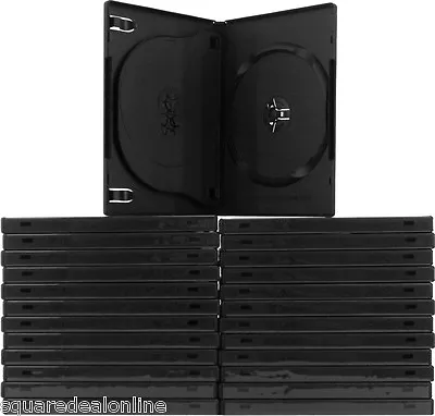 (25) Black Triple 3 DVD 3DVD Disc Cases Boxes SLIM 14mm Hinged Tray #DV3R14BKWT • $44.99