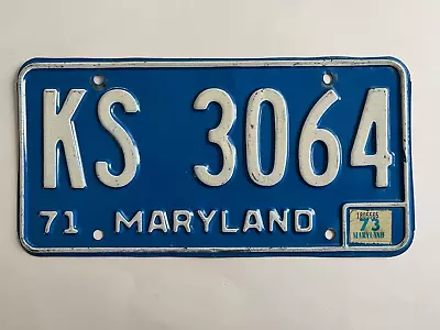 1973 Maryland License Plate Year Stickers On Dated 1971 Base • $14.99