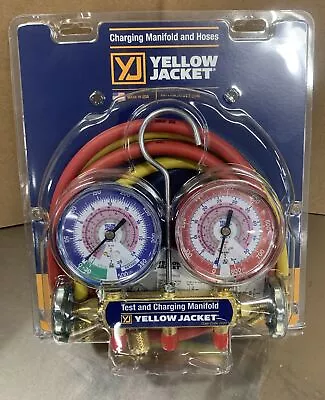 Yellow Jacket Series 41 Manifold W/ 3-1/8  Gauges & 60  Hoses (32/410a) 42024 • $164.62