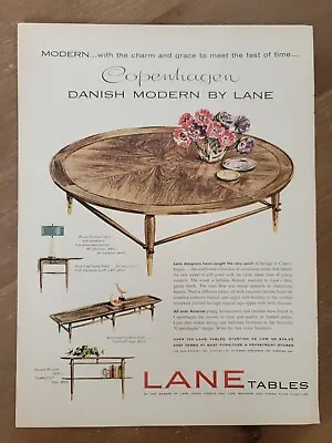 Original Vintage 1950's 1958 Print Ad Lane Tables Danish Wooden Modern Tables • £9.64