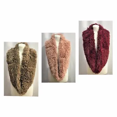 Fur Fluffy Scarf Snood Ladies Winter Soft Plain Double Loop Women's Neck Warmer • £8.99