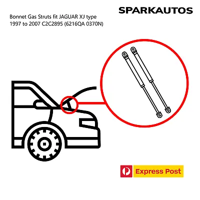 Bonnet Gas Struts Fit JAGUAR XJ Type 1997 To 2007 C2C2895 (6216QA 0370N) • $47.29