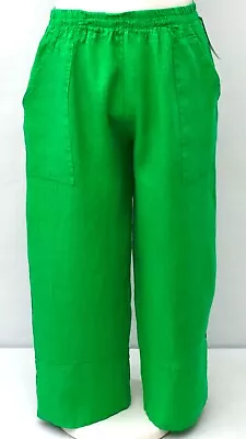 PLUS SIZE LA BASS GREEN LINEN 2 PATCH POCKETS BAGGY PANTS/TROUSERS Size 18-20 • $82.09