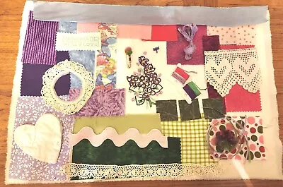 Slow Stitch Junk Journal 12x18 LOT Vintage Lace Fabric Buttons Craft Supplies #3 • $7.75