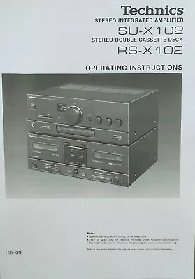 Technics SU-X102 - RS-X102 Midi System - Operating Instructions - USER MANUAL  • £4.99