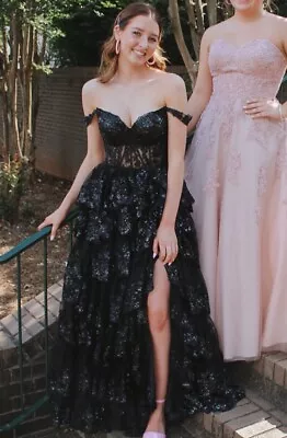 Sherri Hill Prom Dress 55500 In Black Size 8 Altered To A 6 • $600