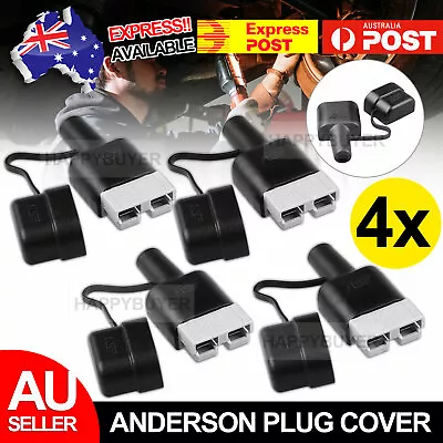 4x 50A Anderson Plug Dust Cable Sheath Cover Black With Cap Waterproof Cap • $9.85