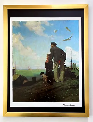 Norman Rockwell +   Looking Out To Sea   + Circa 1970's + Signed Print Framed • $179