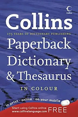 Collins Paperback Dictionary And Thesaurus Paperback Book The Cheap Fast Free • £3.49