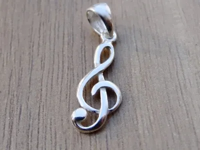 Treble Clef Pendant Sterling Silver 925 Music Note Charm Fine Jewelry Present • $11.89