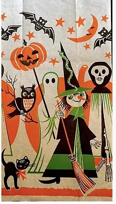 Rare Vintage Rust Craft Halloween Witch Skeleton Bat Cat Crepe Paper 1 Panel NOS • $24.99