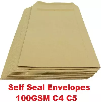 Strong Postal A4 C4 A5 C5 DL Plain (No Window) Self Seal Manilla Brown Envelope  • £5.15