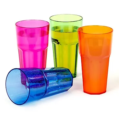 4 X COLOURED BELLO PLASTIC ACRYLIC TUMBLERS GLASSES HI BALL GLASS PARTY PICNIC • £4