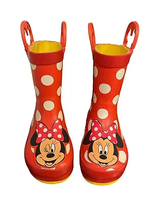Disney Minnie Mouse Western Chef Red And Yellow Rain Boots Girl’s Size 6 • $12.50