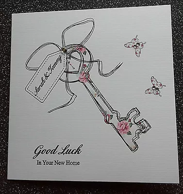£3.99 • Buy Handmade Personalised  New Home Card,vintage Flowered Key